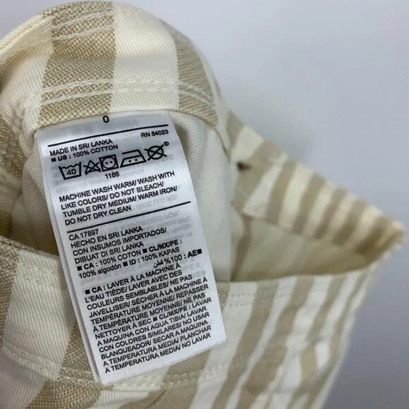 Old Navy Skirt Beige Tan Stripe A Line Pocket Mini Button Front - Picture 9 of 9